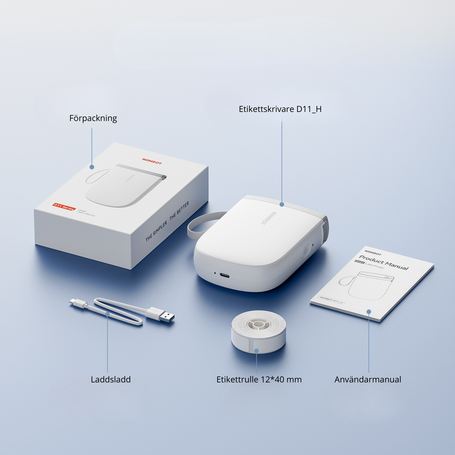 Etikettskrivare Niimbot D11_H Vit Paket