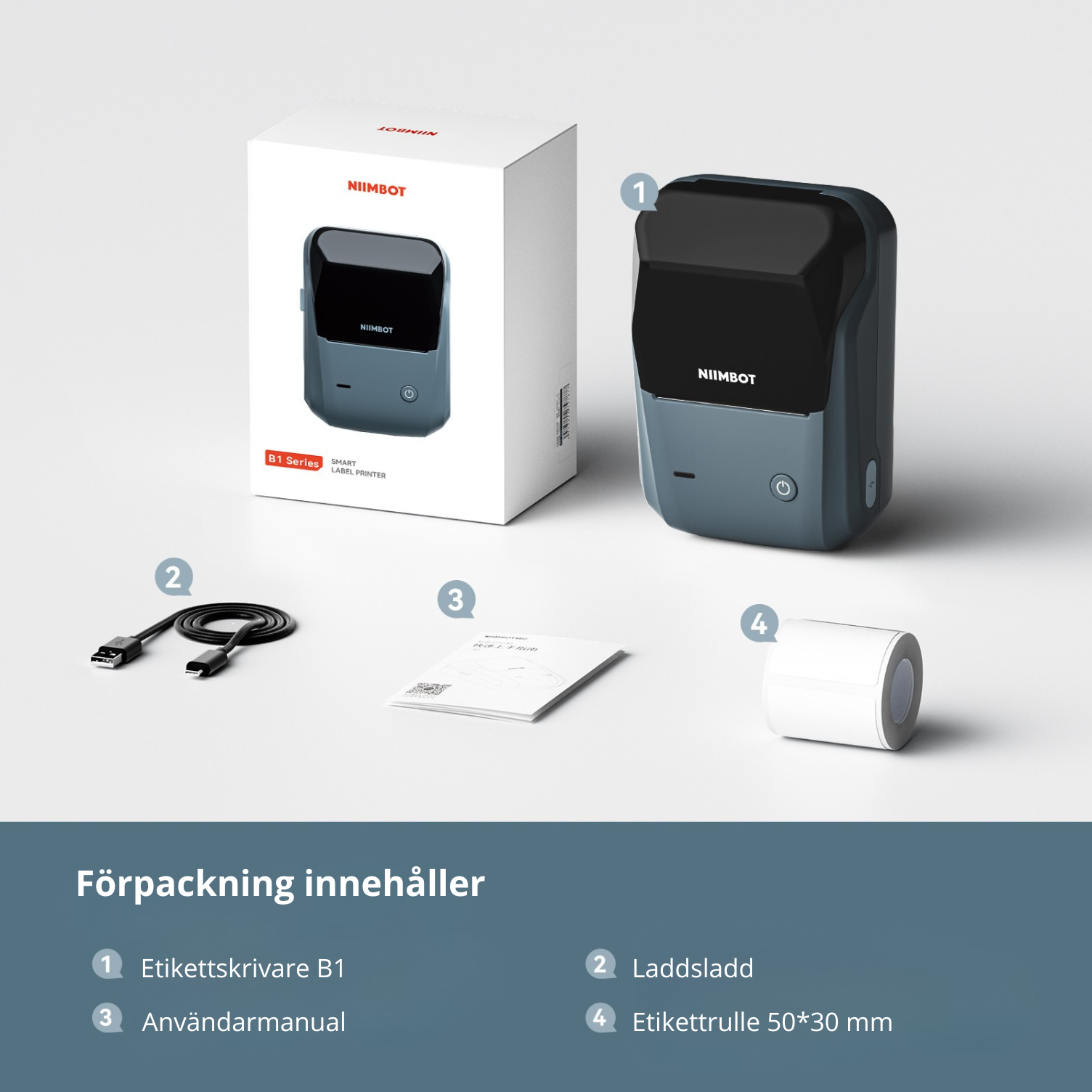 Etikettskrivare Niimbot B1 Blå paket