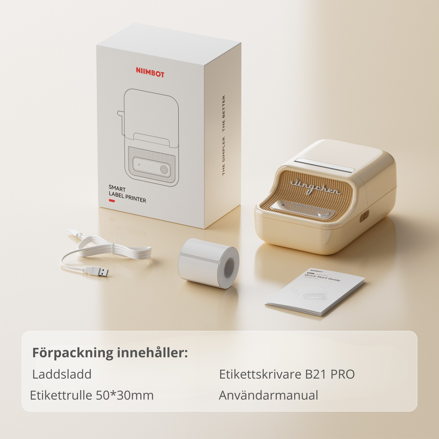 Etikettskrivare Niimbot B21 PRO Cremevit paket