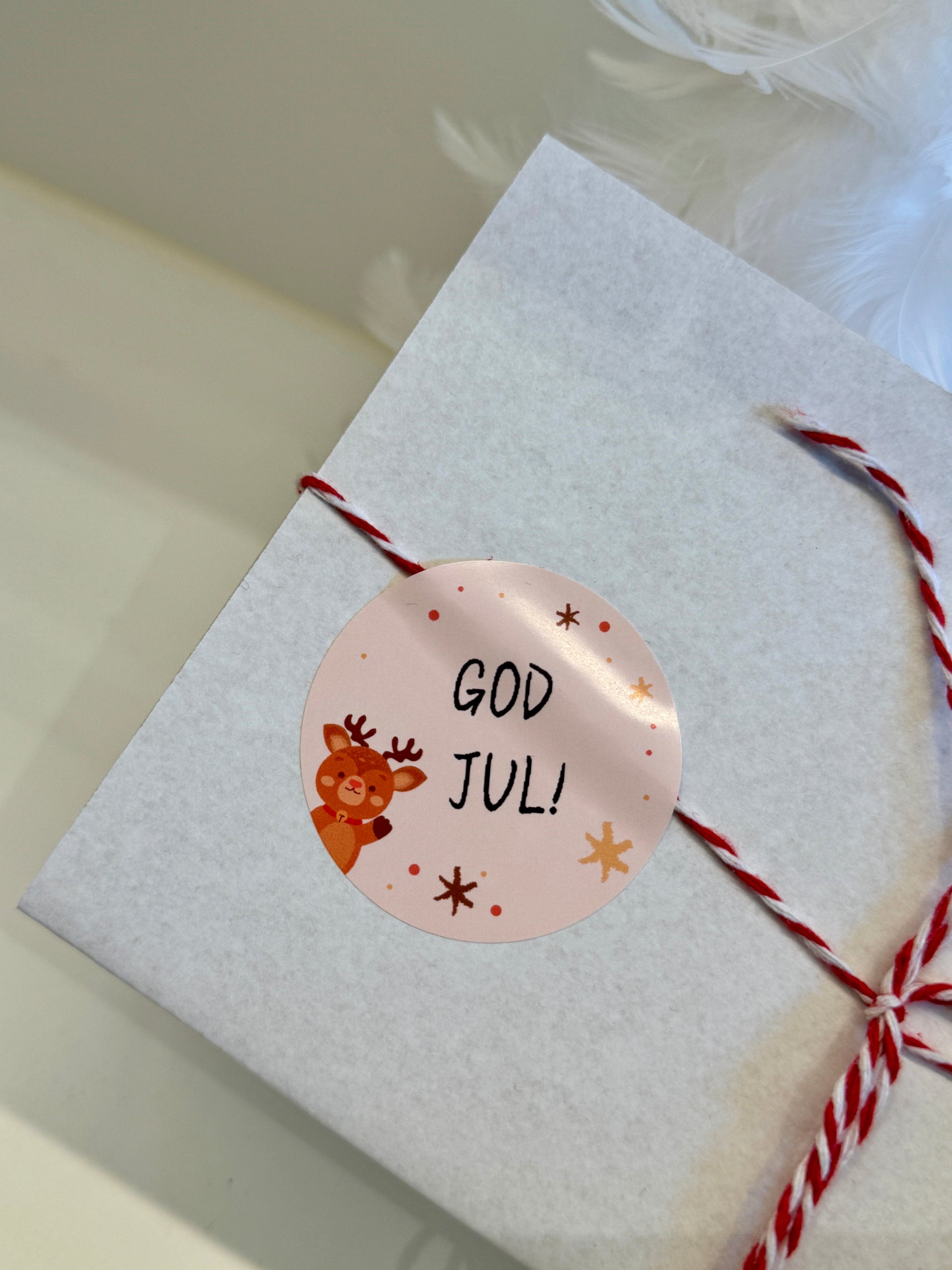 Runda juletiketter till niimbot med Ren